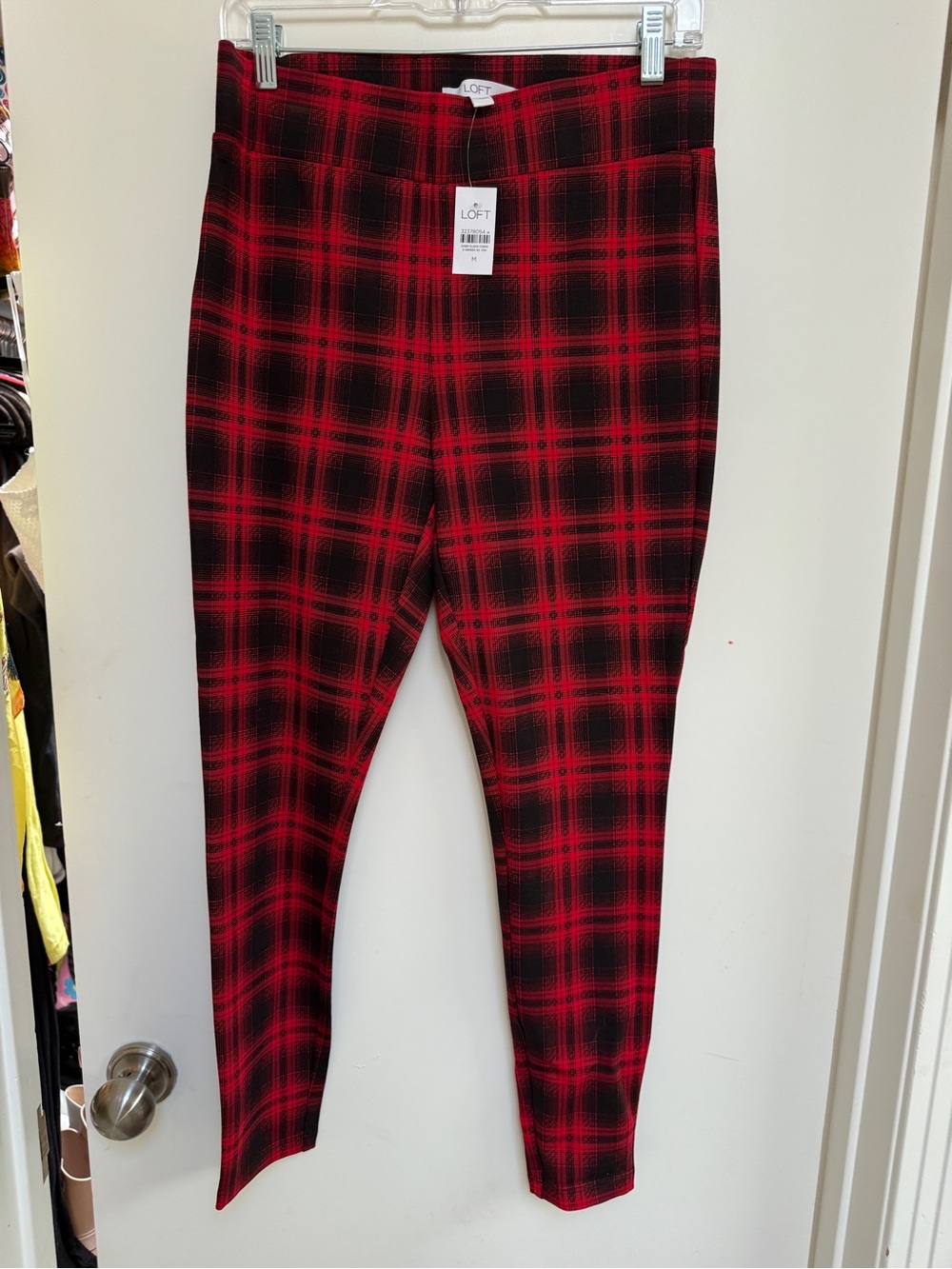 NWT LOFT Red and Black Plaid pointe pants